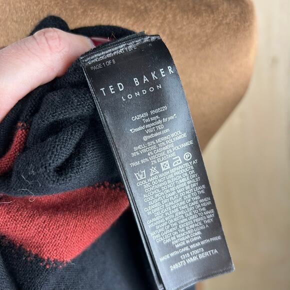 Ted Baker London Brown & Black Merino Wool Blend Maxi‎ Dress (0) *NO SASH* - Picture 6 of 7